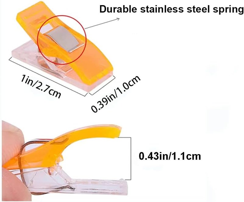 OZXTYO Sewing Clips,100 Pcs,Sewing Clips for Fabric,Fabric Clips for Sewing and Quilting,Quilting Clips for Binding,Sewing Accessories and Supplies(9 Colors) - Image 2